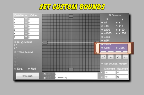 Click these radio buttons to set up custom bounds.