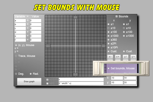 Click this radio button to use the mouse to set the bounds for the graph.