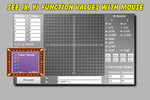 Click this radio button to use the mouse to trace (x, y) function values.