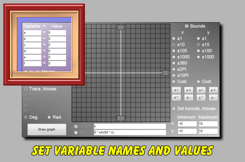 Where to enter variable names and their values.