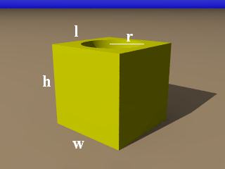 Box with cylindrical hole