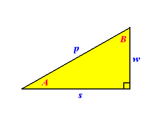 Right triangle with angle and sides labeled