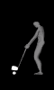 Person swinging golf club