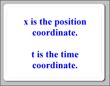 x is the position coordinate, t is the time coordinate.