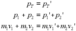 Basic Two Body Momentum Conservation Equations