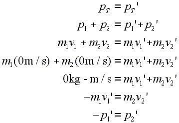 Momentum Equations for Push Apart Problem