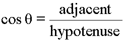 cosine of theta equals adjacent over hypotenuse