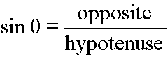 sine of theta equals opposite over hypotenuse